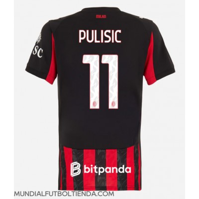 Camiseta AC Milan Christian Pulisic #11 Primera Equipación Replica 2025-26 para mujer mangas cortas Camiseta AC Milan Christian Pulisic #11 Primera Equipación Replica 2025-26 para mujer mangas cortas